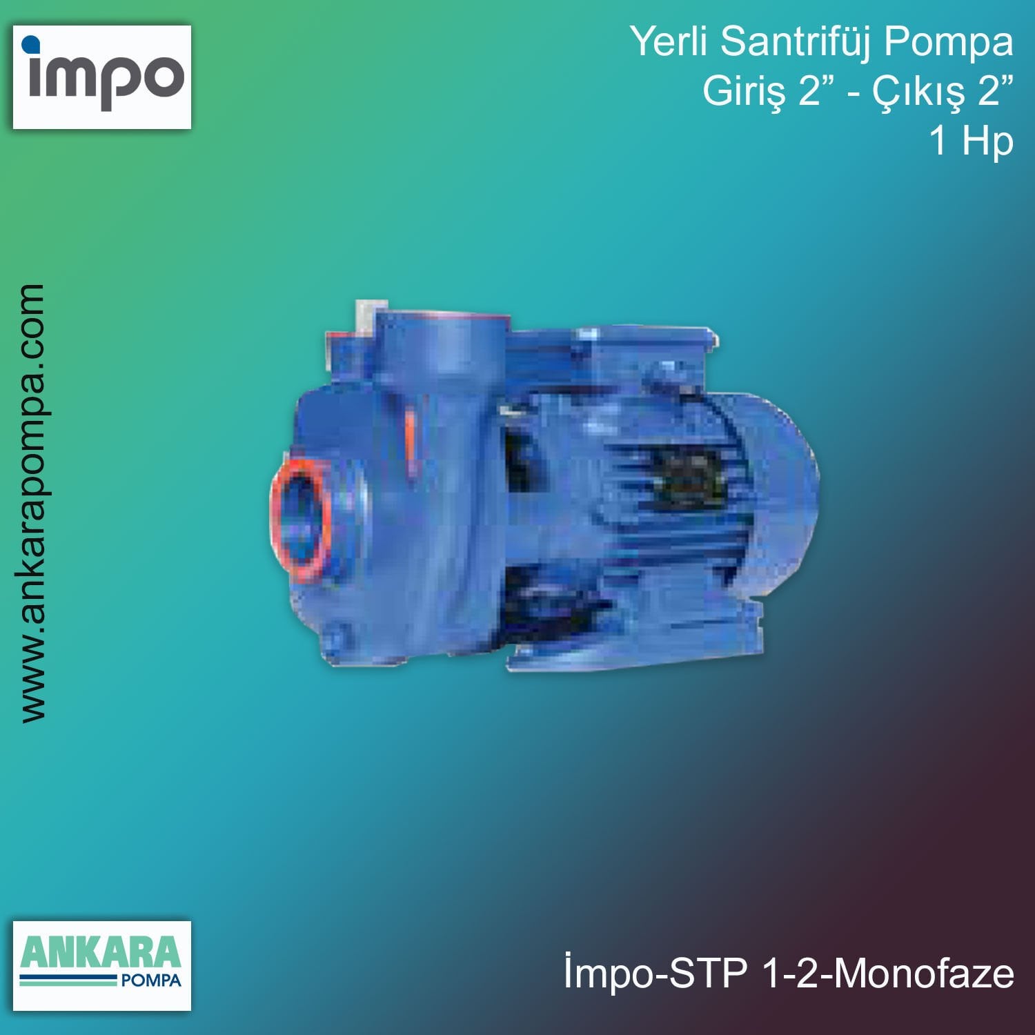 İmpo STP 1-2 Yerli Santrifüj Pompa 1 HP 2'' Monofaze