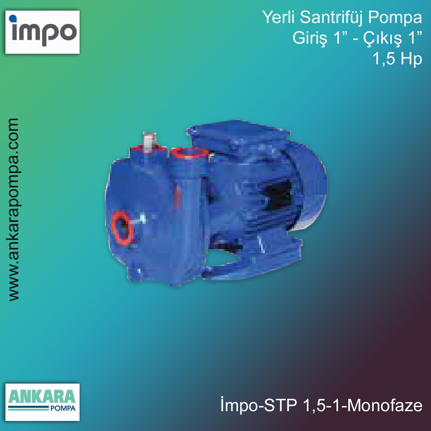 İmpo STP 1,5-1 Yerli Santrifüj Pompa 1,5 HP 1'' Monofaze