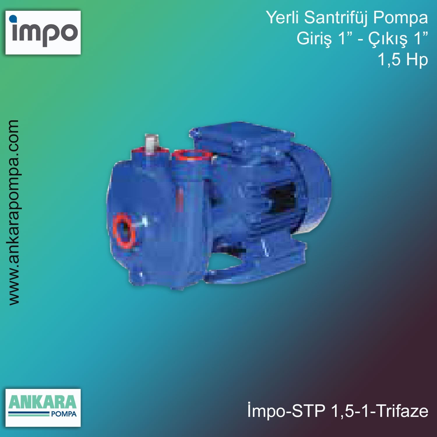 İmpo STP 1,5-1 Yerli Santrifüj Pompa 1,5 HP 1'' Trifaze