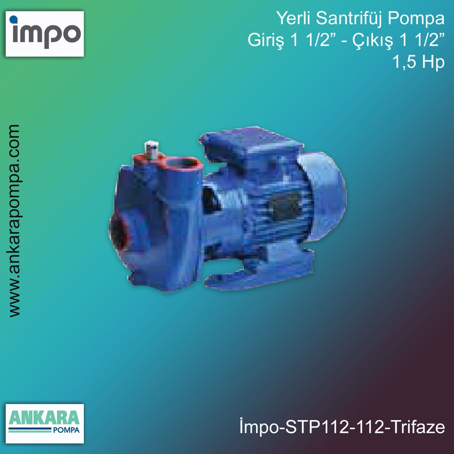 İmpo STP 1,5-1,5 Yerli Santrifüj Pompa 1,5 HP 1 1/2'' Trifaze