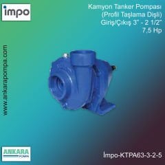 İmpo KTPA63 3-2,5 Kamyon Tanker Pompası (Profil Taşlama Dişli) 7,5 HP 3'' Giriş 2 1/2'' Çıkış