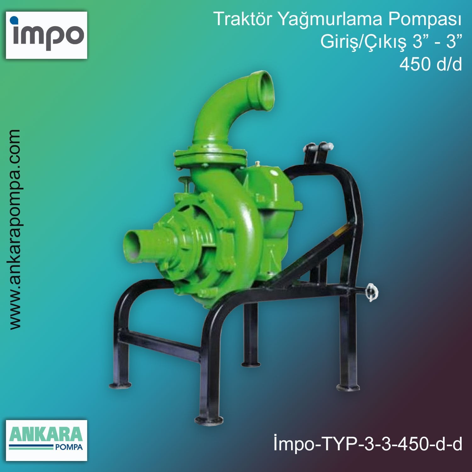 İmpo TYP-3-3 Traktör Yağmurlama Pompası, Giriş 3''-Çıkış 3'', 450 d/d