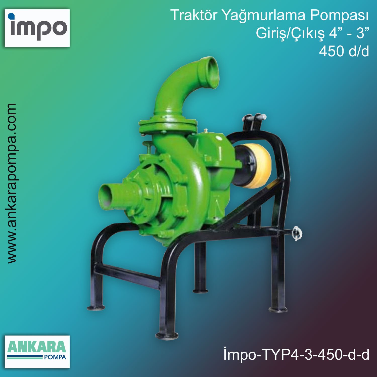İmpo TYP4-3 Traktör Yağmurlama Pompası, Giriş 4''-Çıkış 3'', 450 d/d