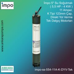 İmpo 5'' Su Soğutmalı ( 5,5 HP - 4 KW ) 11 Amper, K Tipi 123mm Çap,  Direkt Yol Verme Tek Dalgıç Motorları