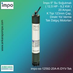 İmpo 5'' Su Soğutmalı ( 12,5 HP - 9,2 KW ) 20 Amper, K Tipi 123mm Çap,  Direkt Yol Verme Tek Dalgıç Motorları