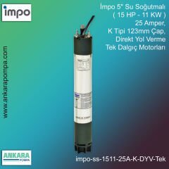 İmpo 5'' Su Soğutmalı ( 15 HP - 11 KW ) 25 Amper, K Tipi 123mm Çap,  Direkt Yol Verme Tek Dalgıç Motorları