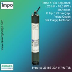 İmpo 5'' Su Soğutmalı ( 25 HP - 18,5 KW ) 39 Amper, K Tipi 123mm Çap,  Yıldız Üçgen Tek Dalgıç Motorları