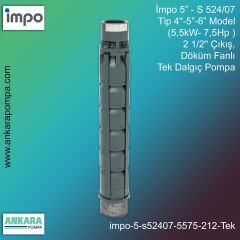 İmpo 5” - S 524/07 Tip 4''-5''-6'' Model (5,5kW- 7,5Hp ), 2 1/2'' Çıkış, Döküm Fanlı Tek Dalgıç Pompa
