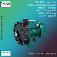 İmpo CN 142P Tip - 0,65 Hp-24V Gücünde, 18-26 mss, Giriş 1''-Çıkış 1'', İthal, Plastik Gövdeli Kimyasal Su  Transfer Pompası