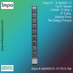 İmpo 8” - S 8240/01Z Tip 6'' Model (13kW- 17,5Hp ), 5'' Çıkış, Döküm Fanlı Tek Dalgıç Pompa