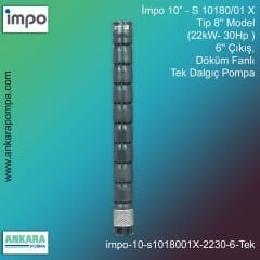 İmpo 10” - S 10180/01X Tip 8'' Model (22kW- 30Hp ), 6'' Çıkış, Döküm Fanlı Tek Dalgıç Pompa