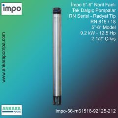 İmpo 5”-6'' - RN 615/18 Tip 4''-5''-6'' Model (7,5kW- 10Hp ), 2 1/2'' Çıkış, Noril Fanlı, Tek Dalgıç Pompalar
