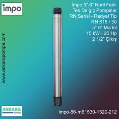 İmpo 5”-6'' - RN 615/30 Tip 5''-6'' Model (15kW- 20Hp ), 2 1/2'' Çıkış, Noril Fanlı, Tek Dalgıç Pompalar