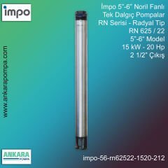 İmpo 5”-6'' - RN 625/22 Tip 5''-6'' Model (15kW- 20Hp ), 2 1/2'' Çıkış, Noril Fanlı, Tek Dalgıç Pompalar