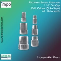 Pvc Kolon Borusu Aksesuarı, 1 1/2'' Dış Çap, Çelik Çekme (Çinko Kaplı), Alt / Üst Adaptör
