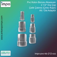 Pvc Kolon Borusu Aksesuarı, 2 1/2'' Dış Çap, Çelik Çekme (Çinko Kaplı), Alt / Üst Adaptör