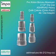 Pvc Kolon Borusu Aksesuarı, 2 1/2'' Dış Çap, Ashirvad Heavy Çelik Çekme (Çinko Kaplı), Alt / Üst Adaptör