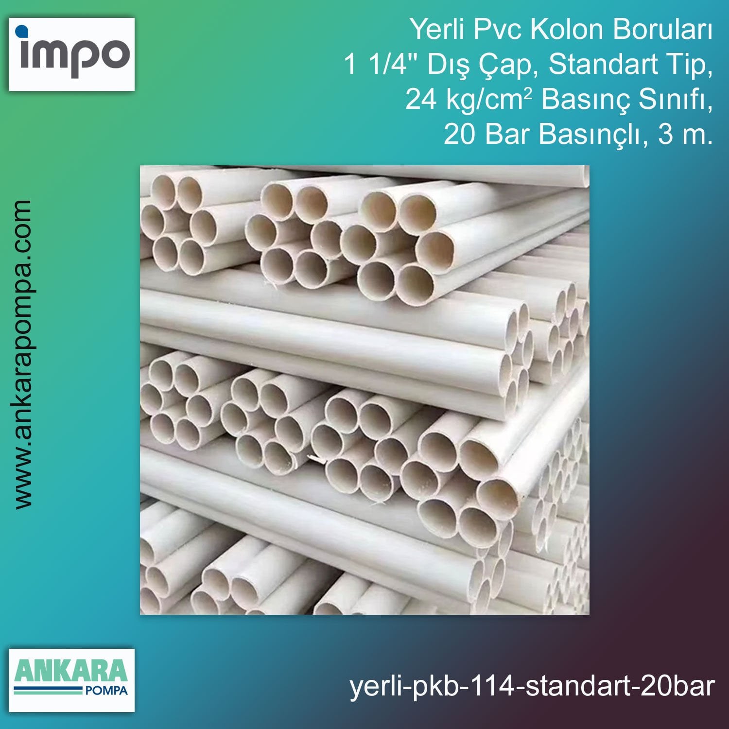 1 1/4'' Dış Çap, Standart Tip, 24 kg/cm2 Basınç Sınıfı, 20 Bar Güvenlik Çalışma Basıncı, 3 m.