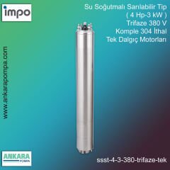 Su Soğutmalı Sarılabilir Tip ( 4 HP - 3 KW ) Trifaze 380 V Komple 304 İthal Tek Dalgıç Motorları