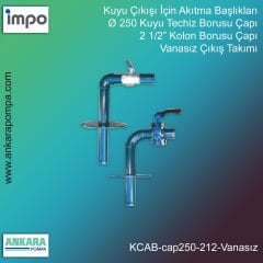 Ø 250 Kuyu Techiz Borusu Çapı, 2 1/2” Kolon Borusu Çapı, Vanasız Çıkış Takımı