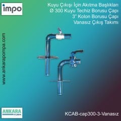 Ø 300 Kuyu Techiz Borusu Çapı, 3” Kolon Borusu Çapı, Vanasız Çıkış Takımı