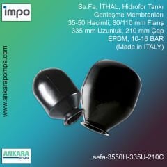 Se.Fa, İTHAL, 35-50 Hacimli, 80/110 mm Flanş, 335 mm Uzunluk, 210 mm Çap, EPDM, 10-16 BAR, Hidrofor Tankı Genleşme Membranları