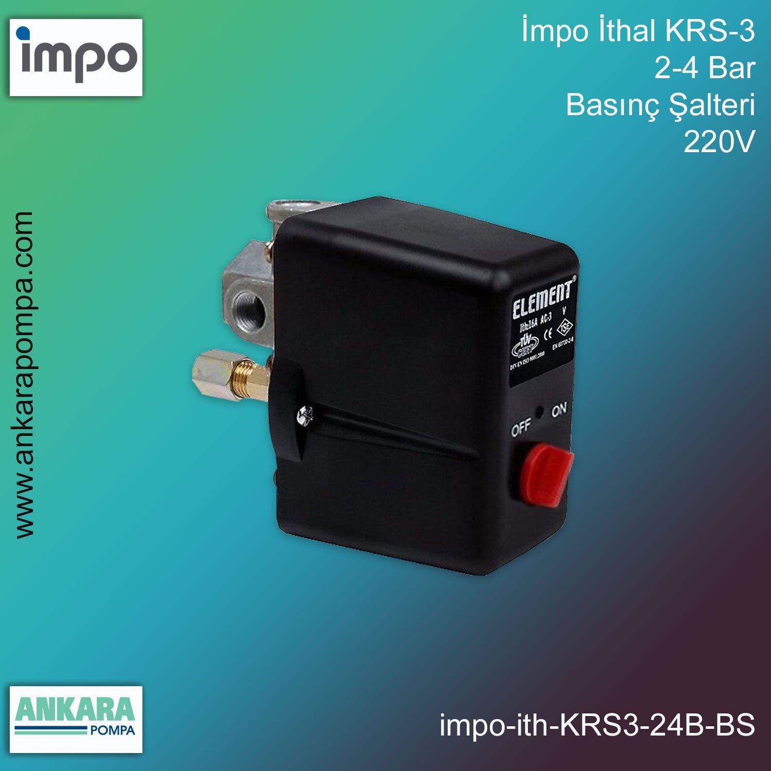 İmpo İthal KRS-3, 2-4 Bar, Basınç Şalteri 220V
