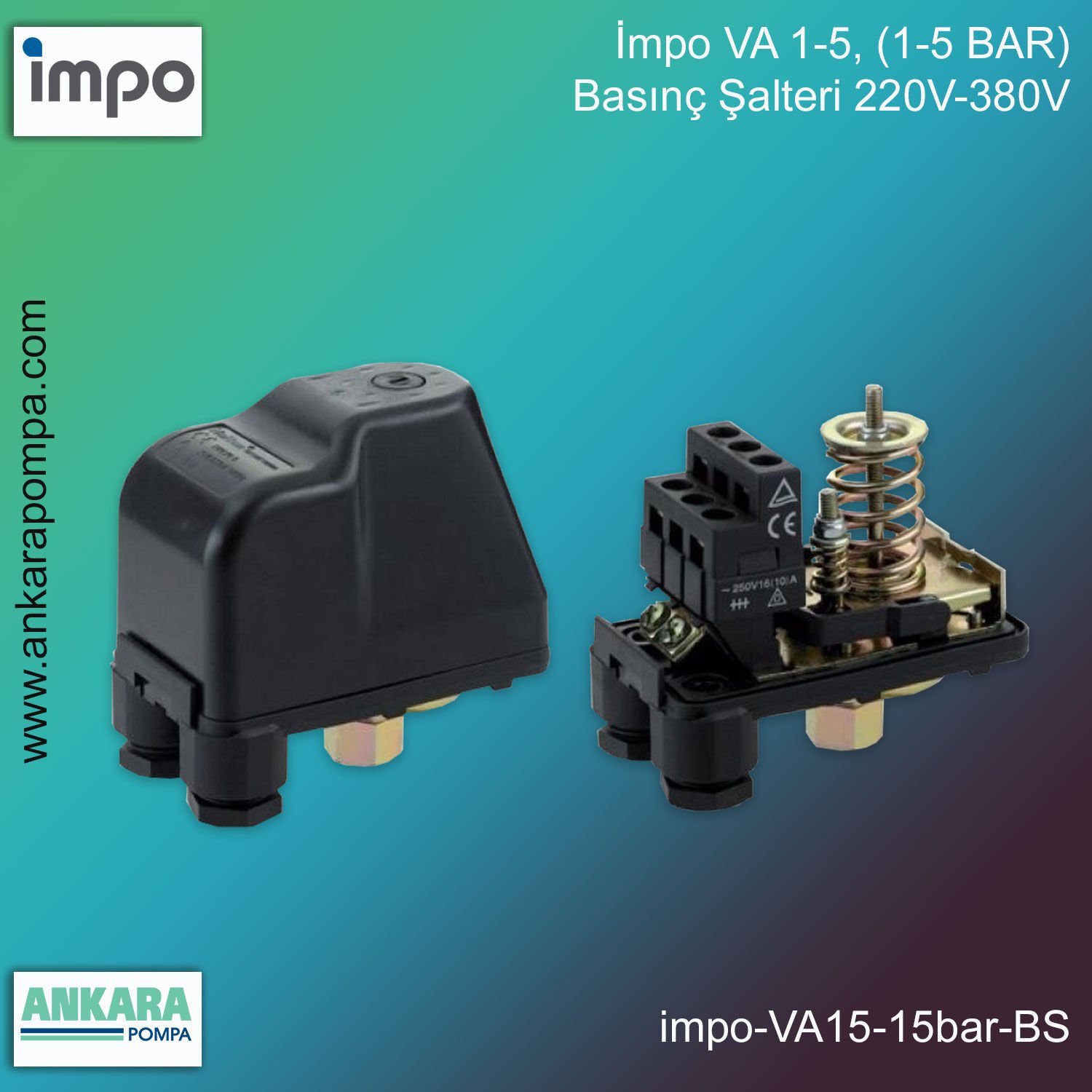 İmpo VA 1-5, (1-5 BAR), Basınç Şalteri 220V-380V